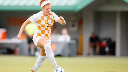 KNOXVILLE, TN - August 18, 2024 - Forward Jaida Thomas #2 of the Tennessee Lady Volunteers during the game between the Chattanooga Mocs and the Tennessee Volunteers at Regal Soccer Stadium in Knoxville, TN. Photo By Avery Bane/Tennessee Athletics