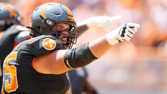 KNOXVILLE, TN - August 31, 2024 - Offensive lineman Jackson Lampley #75 of the Tennessee Volunteers during the game between the Chattanooga Mocs and the Tennessee Volunteers at Neyland Stadium in Knoxville, TN. Photo By Emma Ramsey/Tennessee Athletics