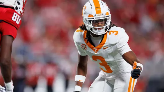CHARLOTTE, NC - September 07, 2024 - Defensive back Jermod McCoy #3 of the Tennessee Volunteers during the 2024 Duke?s Mayo Classic game between the North Carolina State Wolfpack and the Tennessee Volunteers at Bank of America Stadium in Charlotte, NC. Photo By Kate Luffman/Tennessee Athletics