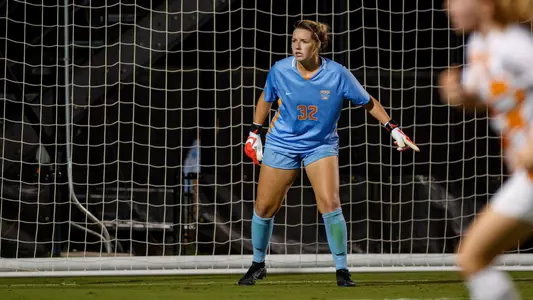 KNOXVILLE, TN - September 15, 2023 - Goalkeeper Ally Zazzara #32 of the Tennessee Lady Volunteers during the game between the Arkansas Razorbacks and the Tennessee Volunteers at Lindsey Nelson Stadium in Knoxville, TN. Photo By Kate Luffman/Tennessee Athletics