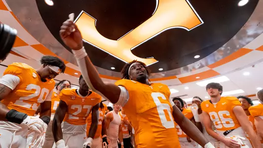 KNOXVILLE, TN - October 12, 2024 - Running back Dylan Sampson #6 of the Tennessee Volunteers after the game between the Florida Gators and the Tennessee Volunteers at Neyland Stadium in Knoxville, TN. Photo By Andrew Ferguson/Tennessee Athletics