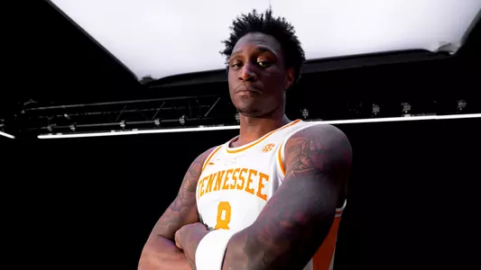 KNOXVILLE, TN - October 09, 2024 - Guard Darlinstone Dubar #8 of the Tennessee Volunteers portrait taken during Video Day at Knoxville Convention Center in Knoxville, TN. Photo By Andrew Ferguson/Tennessee Athletics