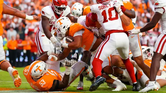 KNOXVILLE, TN - October 11, 2025 - Running back Peyton Lewis #2 of the Tennessee Volunteers during the game between the Arkansas Razorbacks and the Tennessee Volunteers at Neyland Stadium in Knoxville, TN. Photo By Andrew Ferguson/Tennessee Athletics