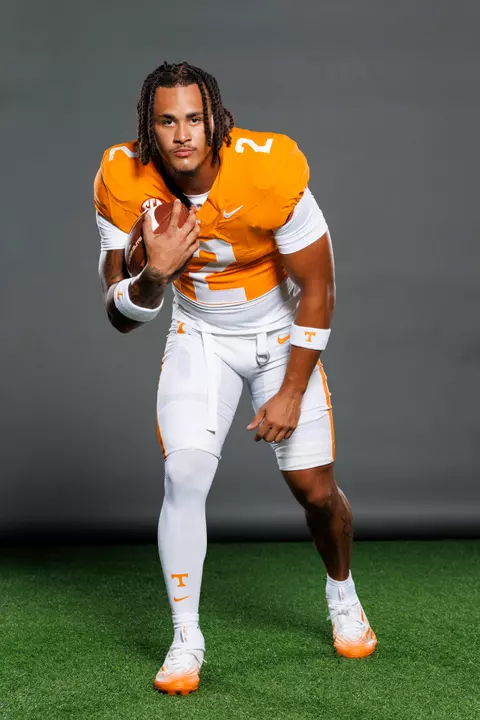 KNOXVILLE, TN - July 16, 2025 - Running back Peyton Lewis #2 of the Tennessee Volunteers during 2025 Football Photo Day in Knoxville, TN. Photo By Kate Luffman/Tennessee Athletics