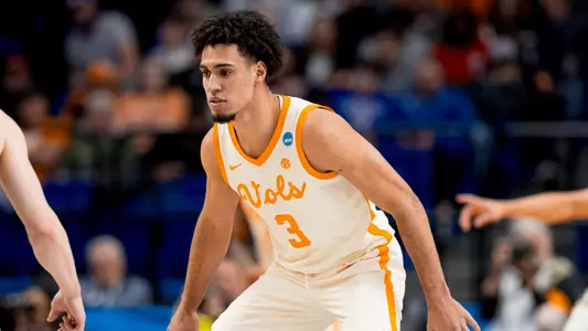 LEXINGTON, KY - March 20, 2025 - Guard Bishop Boswell #3 of the Tennessee Volunteers during the first round game of 2025 NCAA Men’s Basketball Tournament between the Wofford Terriers and the Tennessee Volunteers at Rupp Arena in Lexington, KY. Photo By Andrew Ferguson/Tennessee Athletics
