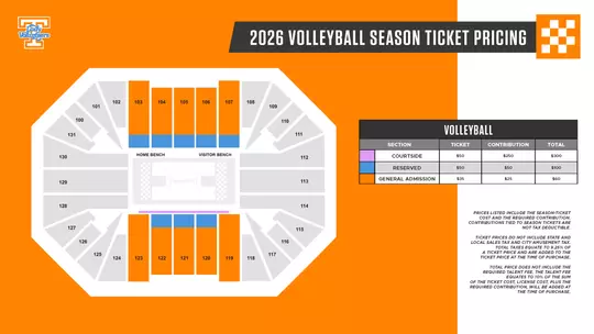 2026 Volleyball Season Ticket Price Map