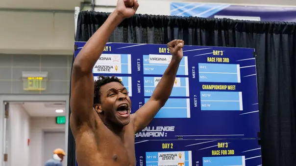 Nikoli Blackman Celebrates Dual Meet Challenge Victory