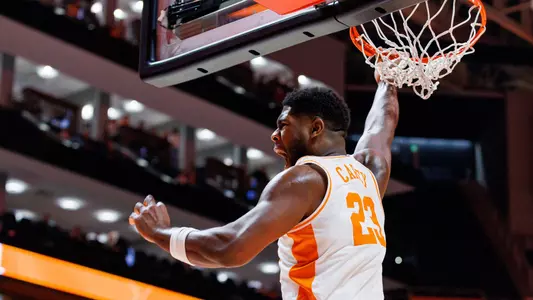 KNOXVILLE, TN - November 17, 2025 - Forward Jaylen Carey #23 of the Tennessee Volunteers during the game between the Rice Owls and the Tennessee Volunteers at Food City Center in Knoxville, TN. Photo By Kyndall Williams/Tennessee Athletics