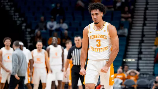 LAS VEGAS, NV - November 24, 2025 - Guard Bishop Boswell #3 of the Tennessee Volunteers during the 2025 Player’s Era Tournament game between the Rutgers Scarlet Knights and the Tennessee Volunteers at MGM Grand Garden Arena in Las Vegas, NV. Photo By Andrew Ferguson/Tennessee Athletics