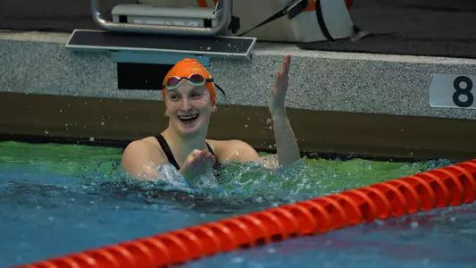 Lexi Stephens Celebrates Win in Dual Meet Against Kentucky