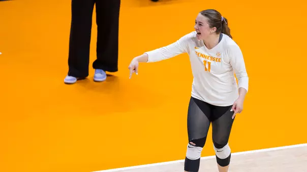 Caroline Kerr Celebrates Point in Home Match