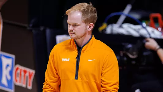 KNOXVILLE, TN - December 16, 2025 - Director of Strategy Scott Daughtry of the Tennessee Volunteers before the game between the Louisville Cardinals and the Tennessee Volunteers at Food City Center in Knoxville, TN. Photo By Kate Luffman/Tennessee Athletics