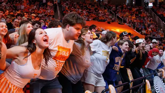 KNOXVILLE, TN - February 05, 2025 - Vol fans during the game between the Missouri Tigers and the Tennessee Volunteers at Food City Center in Knoxville, TN. Photo By Kyndall Williams/Tennessee Athletics