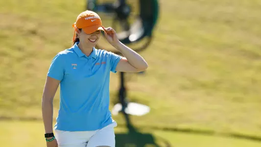 KNOXVILLE, TN - October 20, 2024 - Kyra Van Kan of the Tennessee Lady Volunteers during the first round of the Mercedes-Benz Collegiate Championship at Cherokee Country Club in Knoxville, TN. Photo By Drew Garrison/Tennessee Athletics