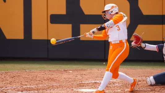 KNOXVILLE, TN - March 16, 2025 - Outfielder Taylor Pannell #3 of the Tennessee Lady Volunteers during the game between the UConn Huskies and the Tennessee Lady Volunteers at Sherri Parker Lee Stadium in Knoxville, TN. Photo By Ryan Beatty/Tennessee Athletics