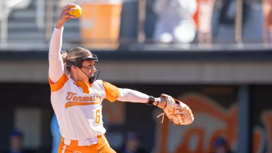 KNOXVILLE, TN - March 02, 2025 - Pitcher Sage Mardjetko #6 of the Tennessee Lady Volunteers during the game between the Indiana State Sycamores and the Tennessee Lady Volunteers at Sherri Parker Lee Stadium in Knoxville, TN. Photo By Elliot Walker/Tennessee Athletics