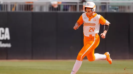 KNOXVILLE, TN - March 16, 2025 - Infielder McKenna Gibson #24 of the Tennessee Lady Volunteers during the game between the UConn Huskies and the Tennessee Lady Volunteers at Sherri Parker Lee Stadium in Knoxville, TN. Photo By Ryan Beatty/Tennessee Athletics