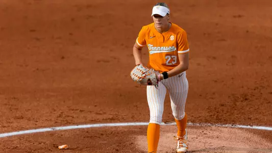 KNOXVILLE, TN - April 22, 2025 - Pitcher Karlyn Pickens #23 of the Tennessee Lady Volunteers during the game between the Clemson Tigers and the Tennessee Lady Volunteers at Sherri Parker Lee Stadium in Knoxville, TN. Photo By Andrew Ferguson/Tennessee Athletics