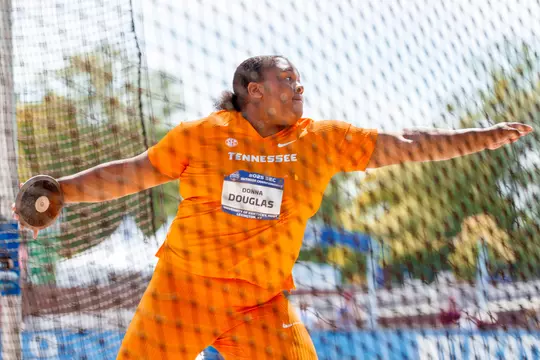 LEXINGTON, KY - MAY 17, 2025 - Donna Douglas of the Tennessee Volunteers during day 3 of the 2025 SEC Outdoor Track and Field Championships at the University of Kentucky Outdoor Track & Field Facility in Lexington, KY. Photo By Peyton Collimore/Tennessee Athletics
