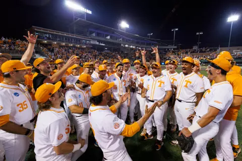 KNOXVILLE, TN - June 02, 2025 - The Tennessee Volunteers after the 2025 NCAA Baseball Regional game between the Wake Forest Demon Deacons and the Tennessee Volunteers at Lindsey Nelson Stadium in Knoxville, TN. Photo By Kate Luffman/Tennessee Athletics