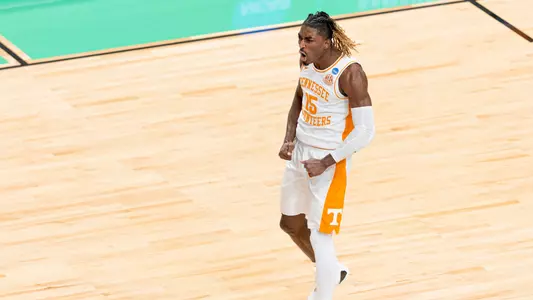 LEXINGTON, KY - March 22, 2025 - Guard Jahmai Mashack #15 of the Tennessee Volunteers during the second round game of 2025 NCAA Men’s Basketball Tournament between the UCLA Bruins and the Tennessee Volunteers at Rupp Arena in Lexington, KY. Photo By Andrew Ferguson/Tennessee Athletics