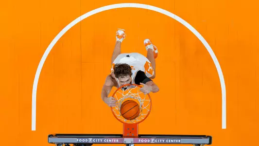 KNOXVILLE, TN - February 01, 2025 - Forward Cade Phillips #12 of the Tennessee Volunteers during the game between the Florida Gators and the Tennessee Volunteers at Food City Center in Knoxville, TN. Photo By Andrew Ferguson/Tennessee Athletics