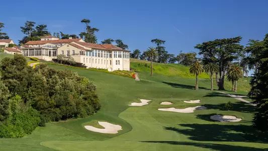 The 18th hole at Olympic Club (Lake Course) in the San Francisco, Calif. on Monday, May 6, 2024.   (Copyright USGA/Fred Vuich)