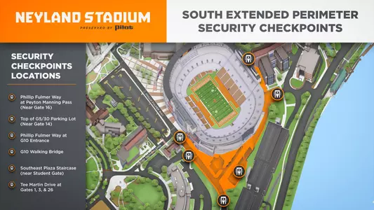 Neyland Stadium Security Checkpoint Map 2025