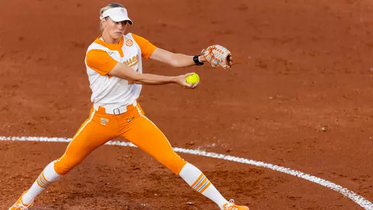 KNOXVILLE, TN - May 23, 2025 - Pitcher Karlyn Pickens #23 of the Tennessee Lady Volunteers during game one of the 2025 NCAA Softball Tournament Super Regional game between the Nebraska Cornhuskers and the Tennessee Lady Volunteers at Sherri Parker Lee Stadium in Knoxville, TN. Photo By Andrew Ferguson/Tennessee Athletics