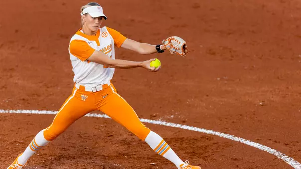 KNOXVILLE, TN - May 23, 2025 - Pitcher Karlyn Pickens #23 of the Tennessee Lady Volunteers during game one of the 2025 NCAA Softball Tournament Super Regional game between the Nebraska Cornhuskers and the Tennessee Lady Volunteers at Sherri Parker Lee Stadium in Knoxville, TN. Photo By Andrew Ferguson/Tennessee Athletics