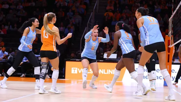 Lady Vols Celebrate During Sunday Match against LSU