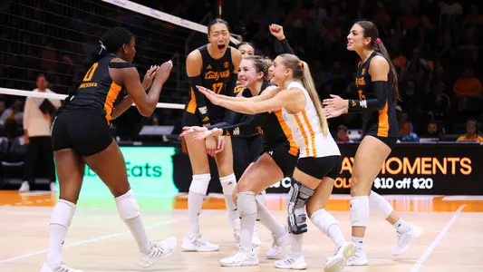 Lady Vols Celebrate During Home Win against Ole Miss
