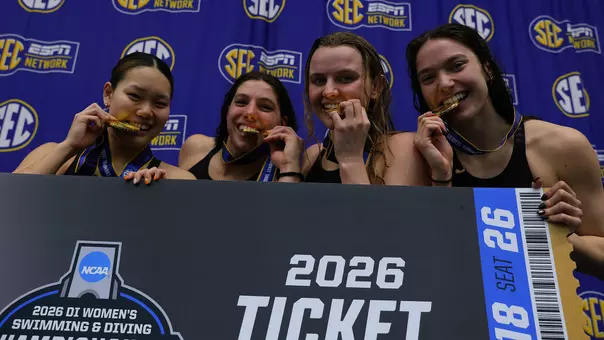 Lady Vol 200 Medley Relay Team Celebrates Gold Medal Performance at SEC Championships