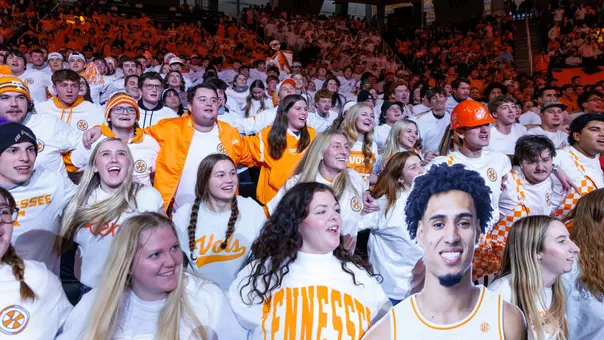 KNOXVILLE, TN - January 31, 2026 - Rocky Top Rowdies during “Swag Surfin” during the game between the Auburn Tigers and the Tennessee Volunteers at Food City Center in Knoxville, TN. Photo By Elliot Walker/Tennessee Athletics