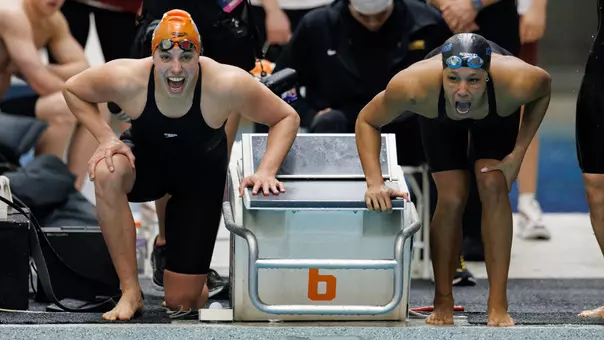 McKenzie Siroky & Jillian Crooks Celebrate During 200 Medley Relay