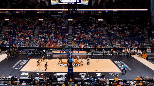 Tennessee Volleyball on the Court in Last Season's Broadway Block Party