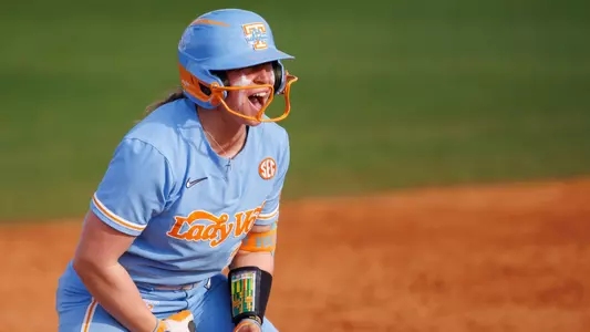 KNOXVILLE, TN - March 07, 2026 - Pitcher/Infielder Maddi Rutan #21 of the Tennessee Lady Volunteers during the game between the LSU Tigers and the Tennessee Lady Volunteers at Sherri Parker Lee Stadium in Knoxville, TN. Photo By Ryan Beatty/Tennessee Athletics