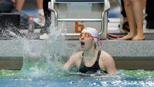 Camille Spink Celebrates After Win at SEC Championships