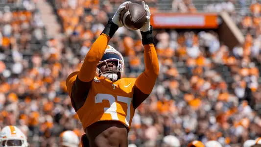 KNOXVILLE, TN - April 11, 2026 - Defensive back Isaiah Hardge #37 of the Tennessee Volunteers before the 2026 Orange and White game at Neyland Stadium in Knoxville, TN. Photo By Andrew Ferguson/Tennessee Athletics