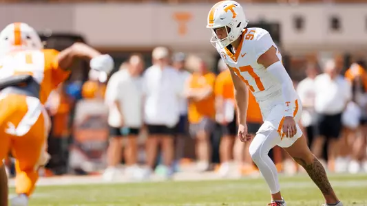 KNOXVILLE, TN - April 11, 2026 - Place kicker Cooper Ranvier #97 of the Tennessee Volunteers during the 2026 Orange and White game at Neyland Stadium in Knoxville, TN. Photo By Kate Luffman/Tennessee Athletics