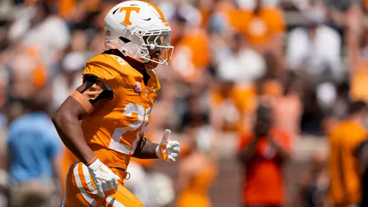 KNOXVILLE, TN - April 11, 2026 - Defensive back TJ Metcalf #28 of the Tennessee Volunteers during the 2026 Orange and White game at Neyland Stadium in Knoxville, TN. Photo By Andrew Ferguson/Tennessee Athletics