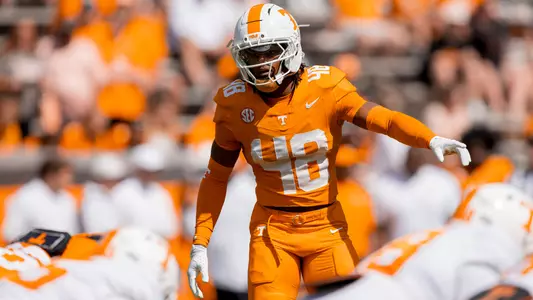 KNOXVILLE, TN - April 11, 2026 - Defensive back Tevis Metcalf #48 of the Tennessee Volunteers during the 2026 Orange and White game at Neyland Stadium in Knoxville, TN. Photo By Andrew Ferguson/Tennessee Athletics