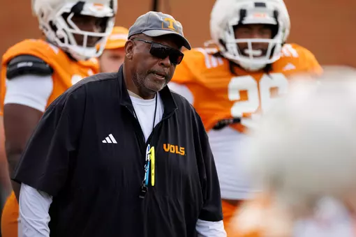KNOXVILLE, TN - August 08, 2026 - Defensive Line Coach Rodney Garner of the Tennessee Volunteers during 2026 Fall Camp practice on Haslam Field in Knoxville, TN. Photo By Kate Luffman/Tennessee Athletics