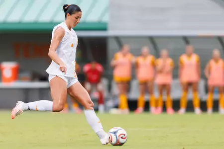 KNOXVILLE, TN - August 20, 2026 - Midfielder Bella Smith #4 of the Tennessee Lady Volunteers during the game between the Milwaukee Panthers and the Tennessee Volunteers at Regal Soccer Stadium in Knoxville, TN. Photo By Ryan Beatty/Tennessee Athletics