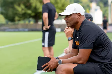KNOXVILLE, TN - August 08, 2026 - Associate Head Coach Jonathan Morgan of the Tennessee Lady Volunteers during an exhibition game between the UNC Asheville Bulldogs and the Tennessee Volunteers at Regal Soccer Stadium in Knoxville, TN. Photo By Andrew Ferguson/Tennessee Athletics