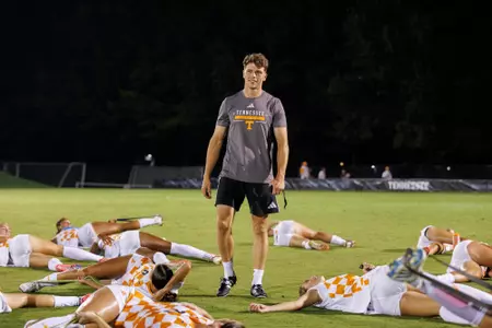 KNOXVILLE, TN - August 13, 2026 - Director of Soccer Sports Performance Sam Black of the Tennessee Lady Volunteers after the game between the Rutgers Scarlet Knights and the Tennessee Volunteers at Regal Soccer Stadium in Knoxville, TN. Photo By Peyton Collimore/Tennessee Athletics