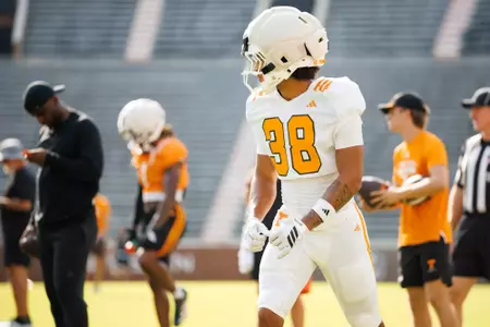 KNOXVILLE, TN - August 15, 2026 - Wide receiver Brayden Carroll #38 of the Tennessee Volunteers during 2026 Fall Camp scrimmage at Neyland Stadium in Knoxville, TN. Photo By Kate Luffman/Tennessee Athletics