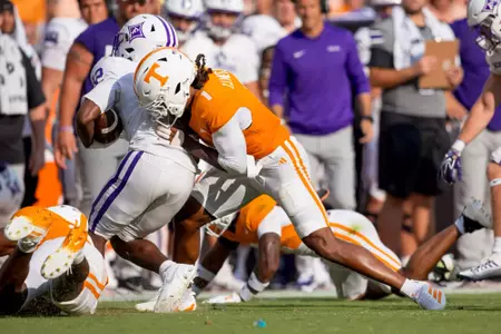 KNOXVILLE, TN - September 05, 2026 - Defensive back TJ Metcalf #1 of the Tennessee Volunteers during the game between the Furman Paladins and the Tennessee Volunteers at Neyland Stadium in Knoxville, TN. Photo By Andrew Ferguson/Tennessee Athletics