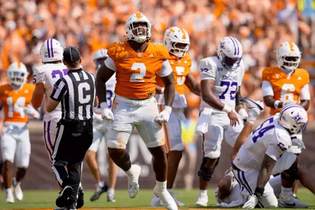 KNOXVILLE, TN - September 05, 2026 - Defensive lineman Xavier Gilliam #2 of the Tennessee Volunteers during the game between the Furman Paladins and the Tennessee Volunteers at Neyland Stadium in Knoxville, TN. Photo By Andrew Ferguson/Tennessee Athletics