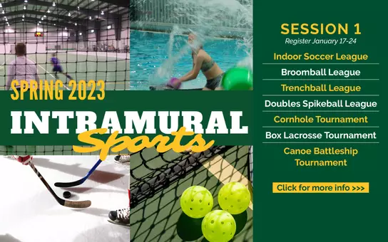 Spring 2023 intramural sports graphic
